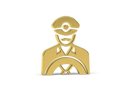 Golden 3d driver icon isolated on white background - 3d renderの写真素材
