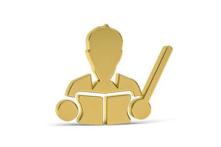 Golden 3d teacher icon isolated on white background - 3d renderの写真素材