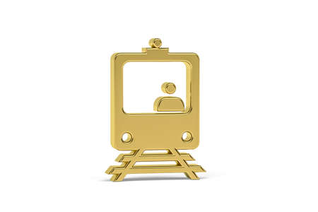 Golden 3d train driver icon isolated on white background - 3D renderの写真素材