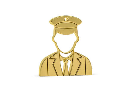 Golden 3d train driver icon isolated on white background - 3D renderの写真素材