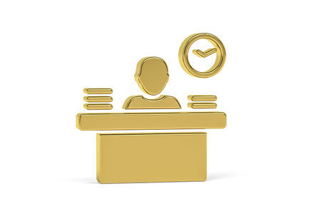 Golden 3d office manager icon isolated on white background - 3d renderの写真素材