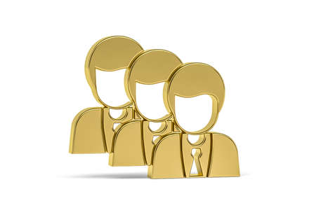 Golden 3d office worker icon isolated on white background - 3d renderの写真素材