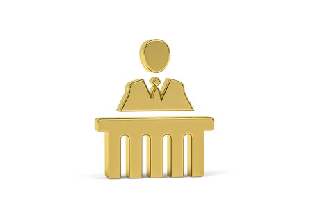Golden 3d lawyer icon isolated on white background - 3D renderの写真素材
