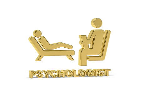 Golden 3d psychologist icon isolated on white background - 3D render