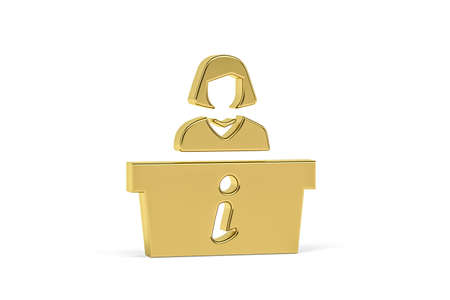 Golden 3d receptionist icon isolated on white background - 3D renderの写真素材