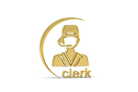 Golden 3d clerk icon isolated on white background - 3D renderの写真素材