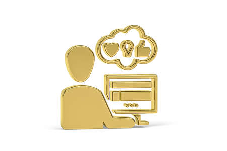 Golden 3d UX designer icon isolated on white background - 3d renderの写真素材