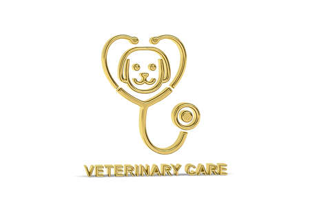 Golden 3d vet icon isolated on white background - 3d renderの写真素材