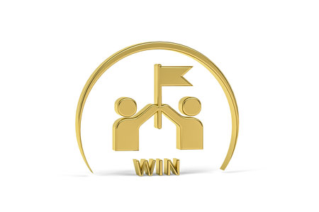 Golden 3D win isolated on white background - 3d render