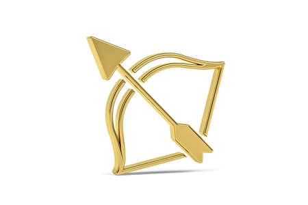 Golden 3D archery icon isolated on white background - 3d renderの写真素材