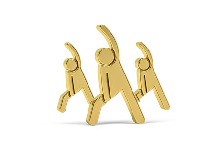 Golden 3d aerobics icon isolated on white background - 3d renderの写真素材