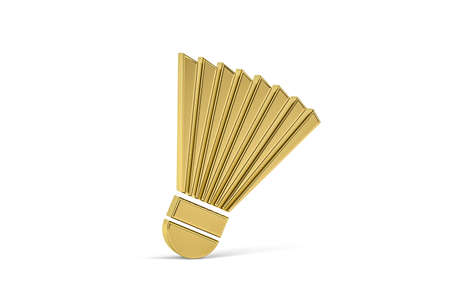 Golden 3d badminton icon isolated on white background - 3d renderの写真素材