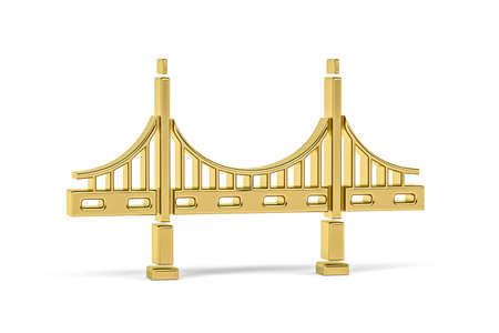 Golden 3d bridge icon isolated on white background - 3D renderの写真素材