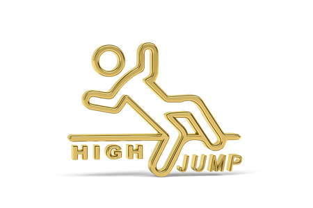 Golden 3d high jump icon isolated on white background - 3D render