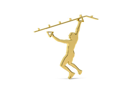 Golden 3d obstacle race icon isolated on white background - 3D render