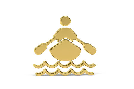 Golden 3d rowing icon isolated on white background - 3d render
