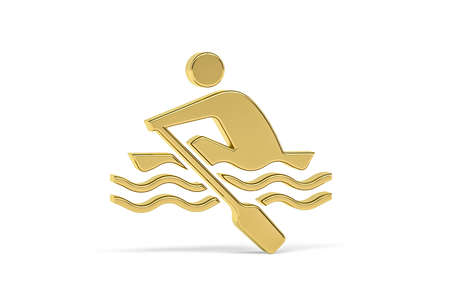 Golden 3d rowing icon isolated on white background - 3d renderの写真素材