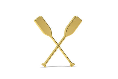 Golden 3d rowing icon isolated on white background - 3d renderの写真素材
