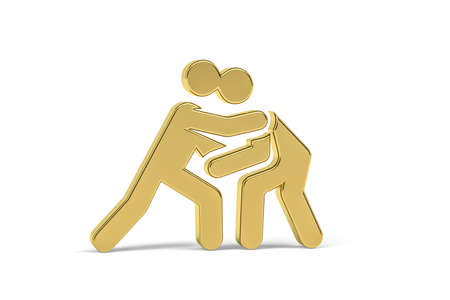Golden 3d wrestling icon isolated on white background - 3d renderの写真素材