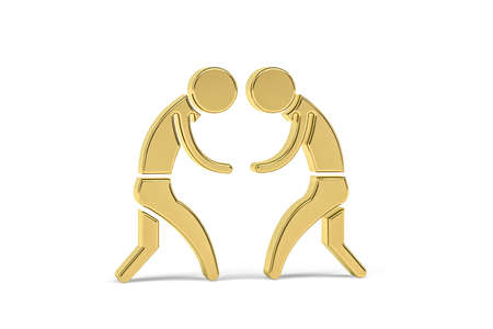 Golden 3d wrestling icon isolated on white background - 3d renderの写真素材