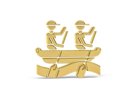 Golden 3d rafting icon isolated on white background - 3d renderの写真素材