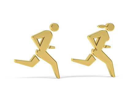 Golden 3d marathon icon isolated on white background - 3D renderの写真素材
