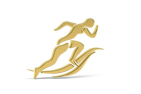 Golden 3d marathon icon isolated on white background - 3D renderの写真素材