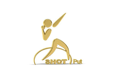 Golden 3d shot put icon isolated on white background - 3d renderの写真素材