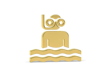Golden 3d snorkelling icon isolated on white background - 3D renderの写真素材