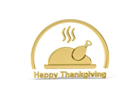 Golden 3d thanksgiving day icon isolated on white background - 3D renderの写真素材