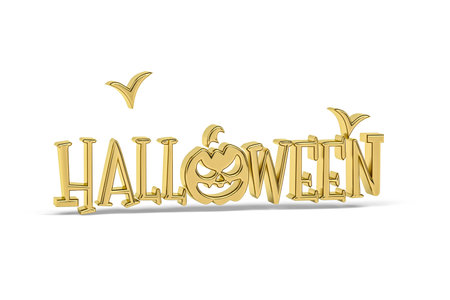 Golden 3d halloween icon isolated on white background - 3D renderの写真素材