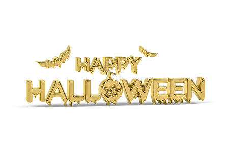 Golden 3d halloween icon isolated on white background - 3D renderの写真素材