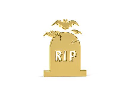 Golden 3d halloween icon isolated on white background - 3D renderの写真素材