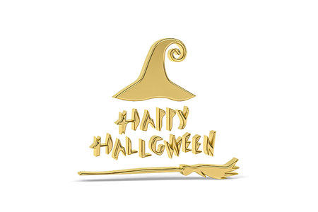 Golden 3d halloween icon isolated on white background - 3D renderの写真素材