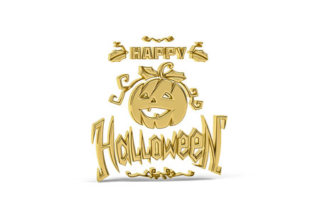 Golden 3d halloween icon isolated on white background - 3D renderの写真素材
