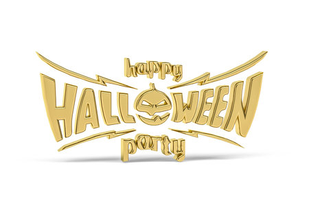 Golden 3d halloween icon isolated on white background - 3D renderの写真素材