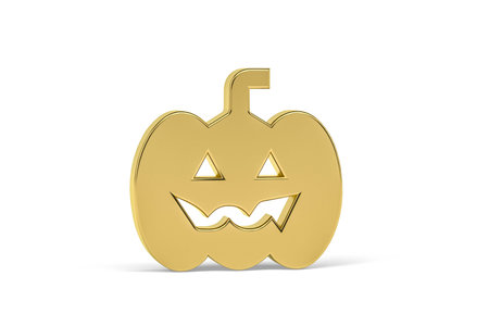 Golden 3d halloween icon isolated on white background - 3D renderの写真素材
