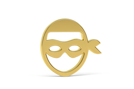Golden 3d thief icon isolated on white background - 3d renderの写真素材