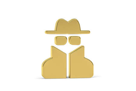 Golden 3d thief icon isolated on white background - 3d renderの写真素材