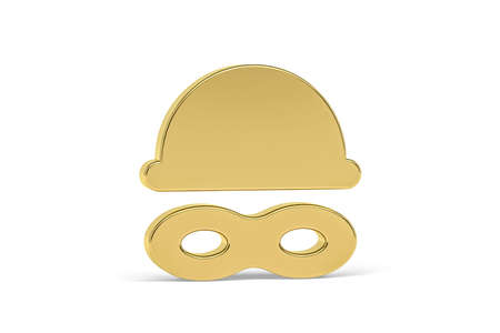Golden 3d thief icon isolated on white background - 3d renderの写真素材