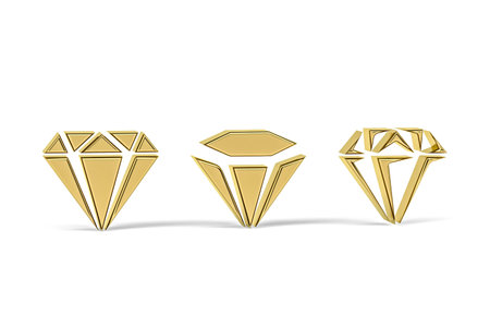 Golden 3d jewelry icon isolated on white background - 3d renderの写真素材