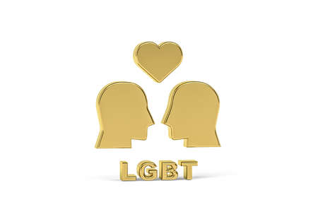 Golden 3d LGBT icon isolated on white background - 3d renderの写真素材