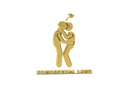 Golden 3d LGBT icon isolated on white background - 3d renderの写真素材
