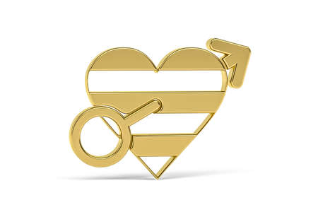 Golden 3d LGBT icon isolated on white background - 3d renderの写真素材