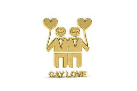 Golden 3d LGBT icon isolated on white background - 3d renderの写真素材