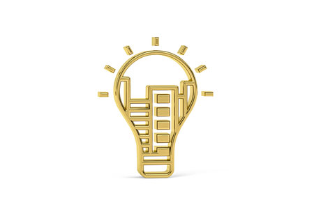 Golden 3d smart city icon isolated on white background - 3d renderの写真素材