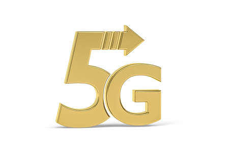 Golden 3d 5g icon isolated on white background - 3d renderの写真素材