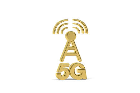 Golden 3d 5g icon isolated on white background - 3d renderの写真素材