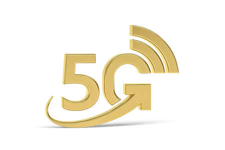 Golden 3d 5g icon isolated on white background - 3d renderの写真素材