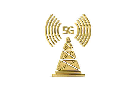 Golden 3d 5g icon isolated on white background - 3d renderの写真素材